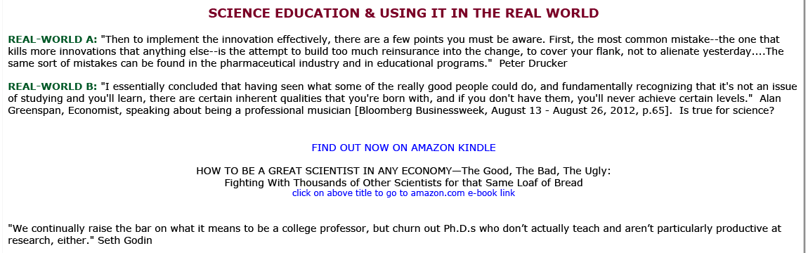 Science Education and the Real World information part I.
